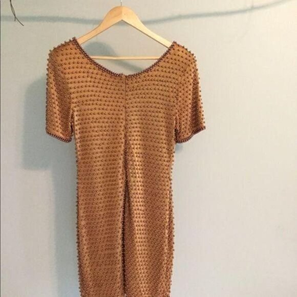 VINTAGE Bronze Beaded Dress 80’s - Picture 5 of 7